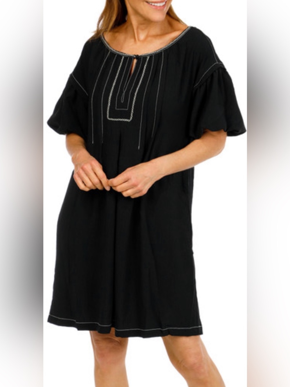 Max Studio Bubble Sleeve Mini Dress in Black